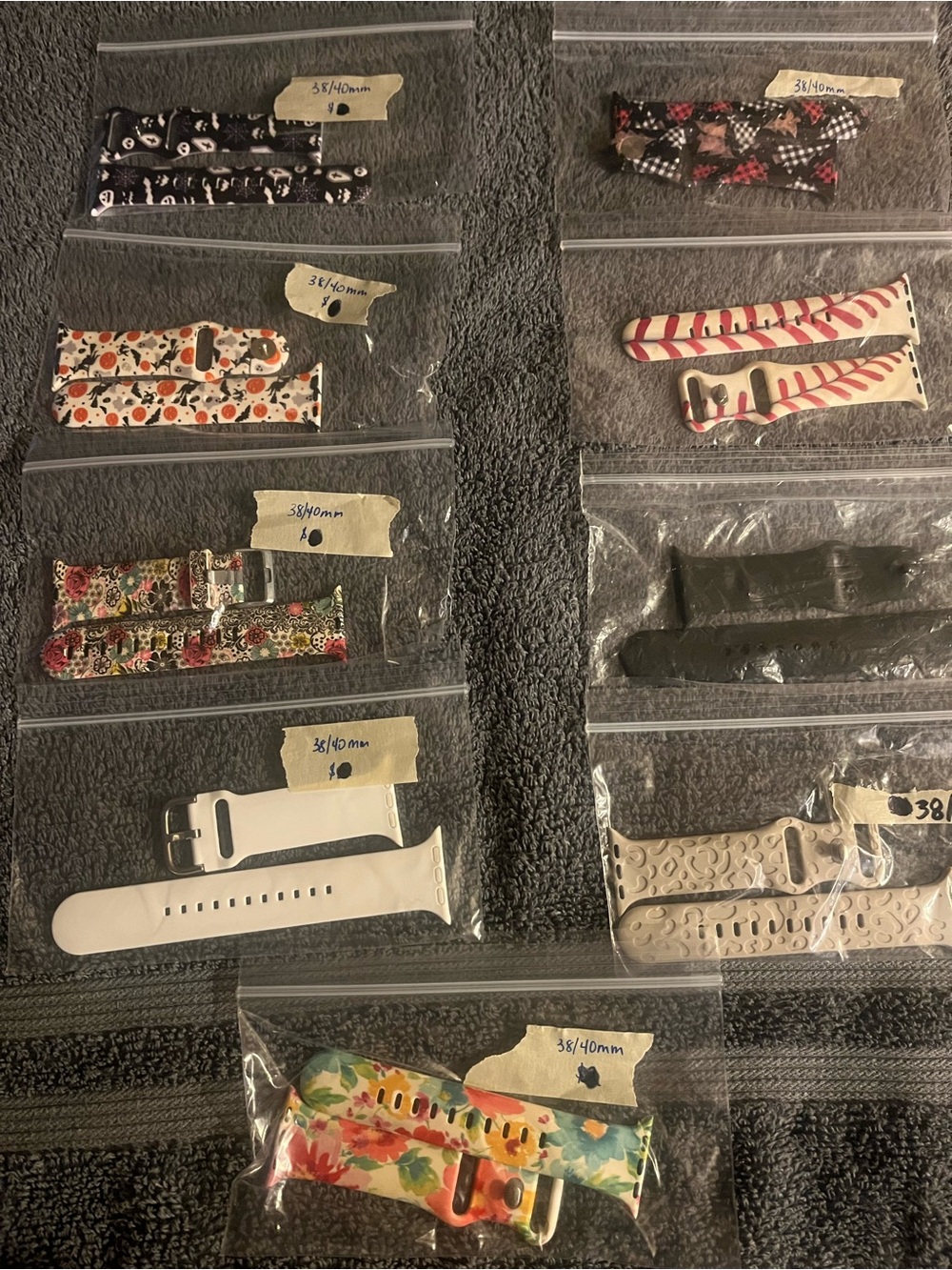 Apple Watchband Mixed Color Floral and Patterned Bands Lot-9 Total-38/40mm